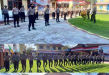 Personil Polres Luwu Utara Gelar Latihan Kesiapan Pengendalian Massa Jelang Pilkada 2020
