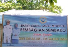 Kegiatan Bakti sosial LANAL Morotai dan Pembagian Sembako di Desa Kolorai