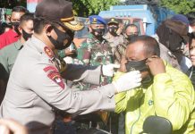 Gelar Operasi Yustisi Penggunaan Masker dan Penegakan Hukum Protokol Kesehatan, Kapolda Sulsel bagi 1,6 juta Masker