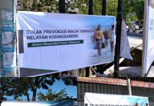 Spanduk Terpajang Di Area Losari, Tolak Provokasi WALHI Terhadap Nelayan