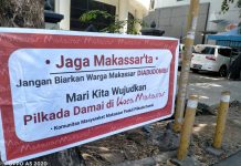 Jaga Makassar’ta, Spanduk himbauan pilkada damai bertebaran di Kota Makassar