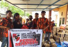 Tiba di Mamuju, Armada Pemuda Pancasila Lutra Tancap Gas Bagikan Bantuan