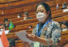 Ketua DPR Sampaikan Program Ketahanan Pangan RI dalam Forum Parlemen G20 di Italia FOTO: Ketua DPR RI Dr. (H.C) Puan Maharani di Gedung Senat Italia, Palazzo Madama, Roma, Italia, Jumat (8/10/2021). Foto: Ist/Man