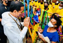 Presiden Jokowi Beli Noken di Pinggir Jalan Raya Hawai Sentani