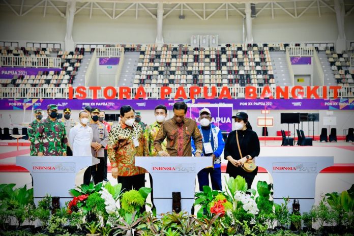 FOTO: Presiden Joko Widodo atau Jokowi resmikan tujuh arena pertandingan yang akan digunakan dalam Pekan Olahraga Nasional (PON) XX Papua Tahun 2021. Sabtu, (02/10/2021)