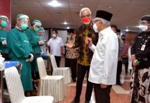 Wapres Ma’ruf Amin Kunjungi Semarang, Bahas Penanggulangan Kemiskinan Ekstrem di Jateng FOTO: Wapres Ma’ruf Amin dalam kunjungan kerja di Semarang, Jateng, Kamis (7/10/2021). (Foto: BPMI Setwapres)