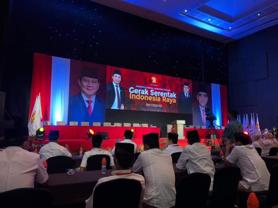 FOTO: Rapat Koordinasi Daerah (Rakorda) DPD Partai Gerindra Sulsel yang dihelat di Hotel Four Points by Sheraton, Jalan Andi Djemma, Makassar, Sabtu (9/10/2021) malam.