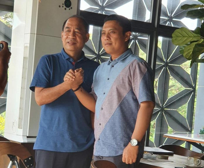 Ketua Partai Amanat Nasional (PAN) Sulsel Ashabul kahfi dan Ketua DPD Gerindra Sulsel Andi Iwan Aras saat gelar pertemuan Firefiles, Jalan Hertasning Makassar, Rabu, 20 Oktober 2021.