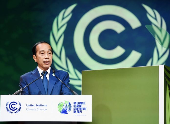 FOTO: Presiden Joko Widodo saat menjadi pembicara pada World Leaders Summit on Forest and Land Use, di Scottish Event Campus, Glasgow, Skotlandia, Selasa (02/11/2021). (Foto: BPMI Setpres/Laily Rachev)