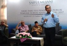 Pasangan Calon Presiden – Wakil Presiden 2024 FOTO: Guru besar ilmu politik UIN Syarif Hidayatullah Jakarta, Saiful Mujani saat dalam suatu diskusi yang digelar beberapa waktu lalu.