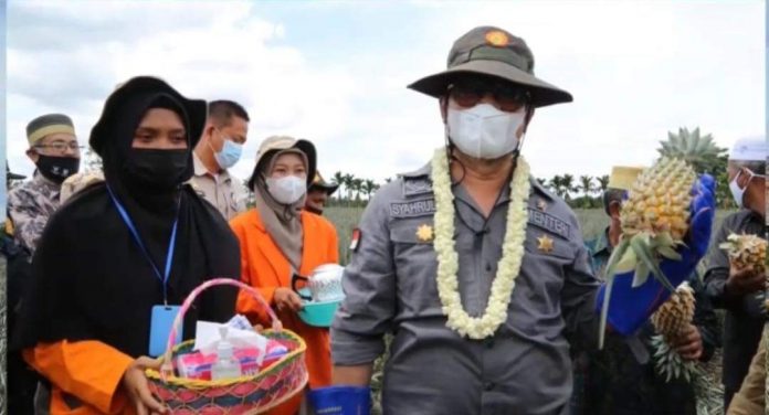 IMG-20211108-WA0003 FOTO: Menteri Pertanian (Mentan) Syahrul Yasin Limpo atau SYL kunjungi desa sentral produksi nanas di Desa Tangkit Baru, Kecamatan Sungai Gelam, Kabupaten Muaro Jambi. Sabtu, (6/11)