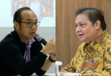 Pengamat: Golkar Tidak Cukup Pede Capreskan Airlangga FOTO: Direktur Eksekutif Charta Politika Indonesia, Yunarto Wijaya dan Ketua umum partai Golkar Airlangga Hartarto