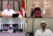 Cegah Masuknya Varian Omicron, Pemerintah Perketat Pintu Masuk Negara FOTO: Marves Luhut Binsar Pandjaitan, Menkes Budi Gunadi Sadikin, Ketua Satgas COVID-19 Suharyanto, dan Epidemiologi FKM UI Iwan Ariawan dalam Keterangan Pers mengenai Respons Pemerintah Dalam Menghadapi Varian Omicron, Minggu (28/11/2021), secara virtual. (Sumber: Tangkapan Layar)