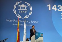 Puan Maharani Sampaikan Hasil Konferensi SDGs di Sidang IPU ke-143 Ketua DPR RI Dr (H.C.) Puan Maharani saat berbicara dalam dua sesi governing council IPU ke-143 yang digelar di IFEMA Palacio Municipal, Madrid, Selasa (30/11/2021). Foto: Ist/Man