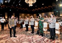 Presiden Jokowi Minta Polri Turut Kawal Realisasi Investasi FOTO: Presiden Joko Widodo dalam cara Pengarahan kepada Kasatwil Tahun 2021, Bali, Jumat (03/12/2021). (Foto: BPMI Setpres/Laily Rachev)