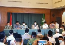 Resmi Muktamar NU ke 34 di Lampung 23 – 25 Desember 2021 FOTO: Keterangan Pers usai rapat pengurus harian tanfidziyah dan pengurus harian syuriah di Kantor PBNU, Jakarta Selasa (7/12).
