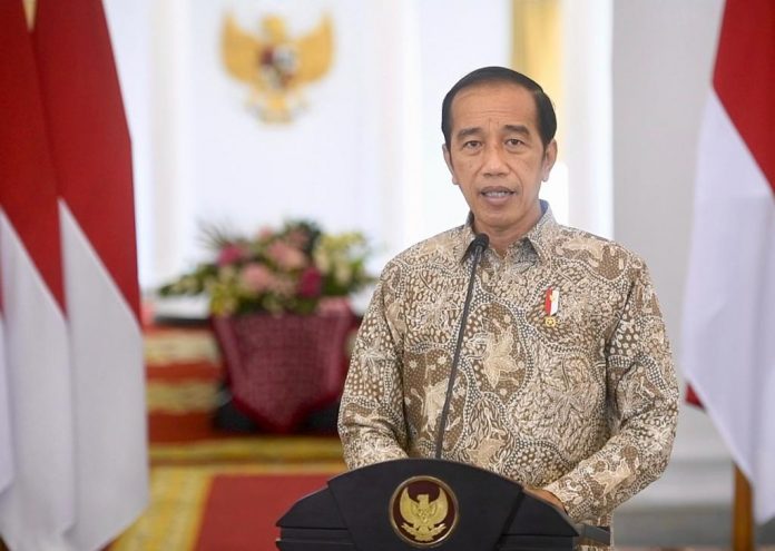 Presiden Jokowi memberikan sambutan pada Perayaan Natal Nasional Tahun 2021, Senin (27/12/2021). (Foto: BPMI Setpres)