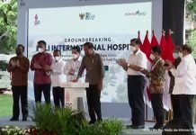 Presiden Jokowi Groundbreaking Rumah Sakit Internasional Bali Presiden Jokowi melakukan groundbreaking RS Internasional Bali, Senin (27/12/2021) pagi. (Foto: BPMI Setpres/Laily Rachev)