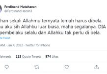 Unggah Tulisan Berbau SARA di Twitter, BMI Resmi Lapor Ferdinand Hutahaean di Polda Sulsel Hasil tangkap layar dari akun twitter @FerdinandHaean3. Selasa, (4/1/2021)