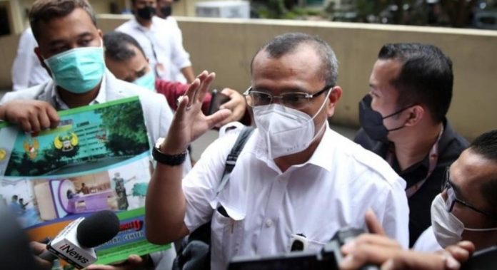 Ferdinand Hutahaean tiba di gedung Bareskrim Polri, Jakarta Selatan, Senin (10/1/2022).