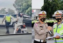 Diacungi Pemotor Tak Berhelm di Jaktim, Polantas ini Diganjar Penghargaan Polantas sabar saat diacungi pemotor tak berhelm di Jaktim diganjar penghargaan. (Foto: dok. istimewa)