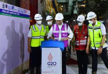 Luncurkan TBM MRT Fase 2A, Presiden Dorong Keberlanjutan Transportasi Modern Presiden Jokowi luncurkan Tunnel Boring Machine (TBM) MRT Jakarta Fase 2A di Stasiun MRT Bundaran HI, Jakarta, Kamis (24/02/2022). (Foto: BPMI Setpres/Muchlis Jr)