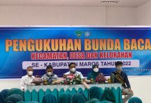 Bunda Baca 14 Kecamatan Resmi Dikukuhkan, Bupati: Wujudkan Maros Kabupaten Literasi Hj.Ulfiah Nur Yusuf Chaidir, mengukuhkan Bunda Baca Kecamatan, Desa dan Kelurahan se kabupaten Maros, disaksikan Bupati Maros, Chaidir Syam, Selasa (1/2)