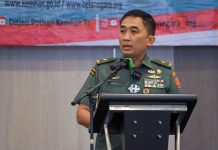 Brigjen TNI Jubei Levianto: Bela Negara Bukan Wajib Militer Direktur Belanegara Ditjen Pothan Kementerian Pertahanan Brigjen TNI DR Jubei Levianto saat sosialisasi belanegara yang digelar di bandar Lampung, Selasa (22/2) pagi.