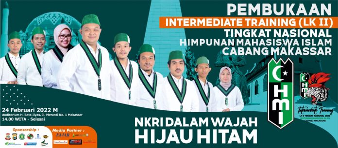 Himpunan Mahasiswa Islam (HMI) Cabang Makassar, menggelar intermediate training atau dikenal Latihan Kader (LK) II tingkat Nasional. Pembukaan LK2 HMI tersebut di Kampus STIE Amkop Makassar, Kamis (24/2/2022).