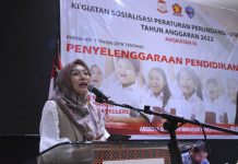 Budi Hastuti Temui Konstituen Sosialisasi Perda Penyelenggaraan Pendidikan Anggota DPRD Kota Makassar, Budi Hastuti kembali menemui konstituen dengan agenda sosialisasi peraturan daerah (perda) nomor 1 tahun 2019 tentang penyelenggaraan Pendidikan di Hotel Phinisi Travelers, Sabtu (5/3).