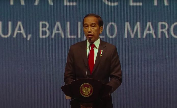 Presiden Joko Widodo hadiri Pembukaan Sidang Majelis Uni Antar-Parlemen Ke-144 dan Sidang Terkait Lainnya, di  Bali International Convention Centre (BICC), Kabupaten Badung, Provinsi Bali, Minggu 20 Maret 2022