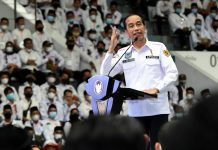 Presiden Jokowi Apresiasi Peran Desa Dalam Penanganan Pandemi Presiden Jokowi pada Silatnas APDESI 2022, di Jakarta, Selasa (29/03/2022). (Sumber: Tangkapan Layar)