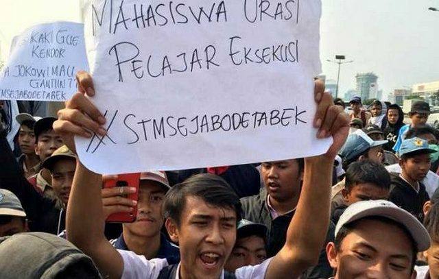 FOTO: Pelajar STM Sejabodetabek saat mengikuti aksi beberapa waktu lalu.