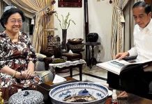 Jokowi Silahturahmi Secara Fisik di Kediaman Megawati FOTO: Ketua Umum PDI Perjuangan Megawati Soekarnoputri saat dikunjungi Presiden Joko Widodo/Net