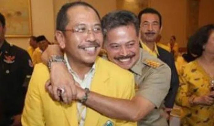 FOTO: Ketua DPD Golkar Sulsel saat itu, Ilham Arief Sirajuddin dan Gubernur Sulsel Syahrul YL dalam pelaksanaan Musda DPD I Golkar Sulsel.