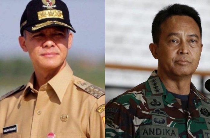 FOTO: Kiri Gubernur Jawa Tengah Ganjar Pranowo dan Kanan Panglima TNI Jenderal Andika Perkasa