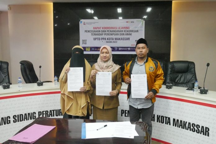 FOTO: Unit Pelaksana Teknis Perlindungan Perempuan dan Anak (UPTD PPA) Kota Makassar bersinergi dengan Ikatan Pemuda Tarbiyah (IPTI) Sulsel dalam menangani kasus kekerasan terhadap perempuan dan anak di Kota Makassar.