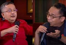 Debat dengan Eko Kuntadhi, Trimedya: Ganjarist itu Relawan Duitnya dari Sopo? FOTO: Politikus PDIP Trimedya Panjaitan debat dengan Eko Kunthadi. Sumber : YouTube Indonesia Lawyers Club.