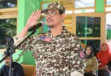 Wabup Edy Manaf Pimpin Apel HUT Tagana ke 18 Tahun FOTO: Wabup Edy Manaf saat memimpin Apel HUT Tagana ke 18 tahun. Kamis 24 Maret 2022.