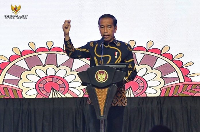 Pengarahan Presiden Joko Widodo atau Jokowi kepada Seluruh Menteri, Kepala Lembaga, Kepala Daerah, Pimpinan BUMN, Pangdam, Kapolda, dan Kajati, Jakarta Convention Center (JCC), Rabu 29 September 2022