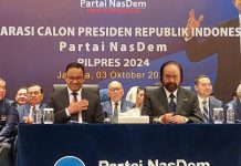 NasDem usung Anies Capres, Pengamat Sebut Langkah Tepat Rebut Tiga Besar di Pemilu FOTO: Ketua Umum, Anies Baswedan dan Pengurus DPP Partai NasDem saat mengumumkan