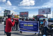 Aliansi Mahasiswa, Pemuda dan Buruh di Makassar Gelar Aksi Damai dukung Pemilu Damai dan Kondusif