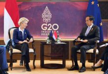 Presiden Jokowi Lakukan Pertemuan Bilateral dengan Presiden Komisi Eropa FOTO: Presiden Jokowi saat melakukan pertemuan bilateral dengan Presiden Komisi Eropa Ursula Von Der Leyen, di The Apurva Kempinski Bali, Senin (14/11/2022). (Foto: BPMI Setpres/Muchlis Jr)