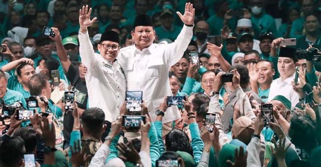 FOTO: Ketua Umum Partai Gerakan Indonesia Raya (Gerindra) Prabowo Subianto bersama Ketua Umum Partai Kebangkitan Bangsa (PKB) Muhaimin Iskandar/Net