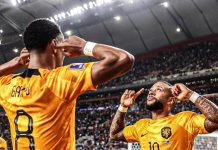 Belanda Tim Pertama Lolos Delapan Besar Piala Dunia 2022 FOTO: Timnas Belanda usai mencetak gol di putaran 16 besar saat berhadapan Timnas Amerika dengan skor akhir 3-1 Pada hari Sabtu (3/12/2022) malam. (Ist)