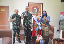 Putri Ekowisata Patut Dibanggakan Untuk Generasi Muda Papua FOTO: Danrem 172/PWY Brigjen TNI J.O Sembiring, saat menerima Putera Puteri Ekowisata Indonesia Tahun 2022 di Makorem 172/PWY, Kota Jayapura, Papua, Senin (5/12).
