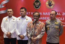 Soal Kecurangan Pemilu, Mahfud: Waktu Orba yang Curang Pemerintah, Sekarang Antar Parpol FOTO: Menteri Koordinator Bidang Politik, Hukum, dan Keamanan (Menko Polhukam) Mahfud MD dalam Rapat Kerja Nasional (Rakornas) di Grand Mercure Hotel, Kemayoran, Jakarta, Selasa (13/12/2022).((KOMPAS.com/ACHMAD NASRUDIN YAHYA))