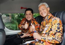 Elektabilitas Cawapres 25,4 persen, Hanta Yuda Sebut Masyarakat Jateng ingin Erick Thohir Berpasangan dengan Ganjar FOTO: Menteri BUMN Erick Thohir saat bersama Gubernur Jawa Tengah Ganjar Pranowo