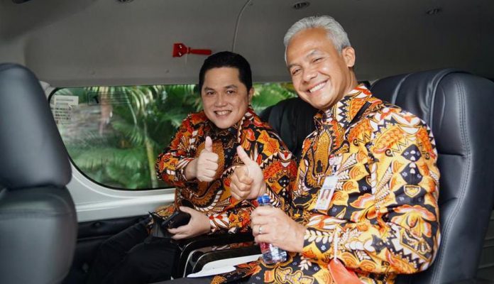 FOTO: Menteri BUMN Erick Thohir saat bersama Gubernur Jawa Tengah Ganjar Pranowo