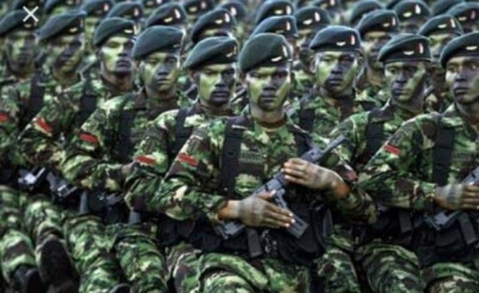 Foto: Prajurit TNI gunakan cat samaran wajah/Net